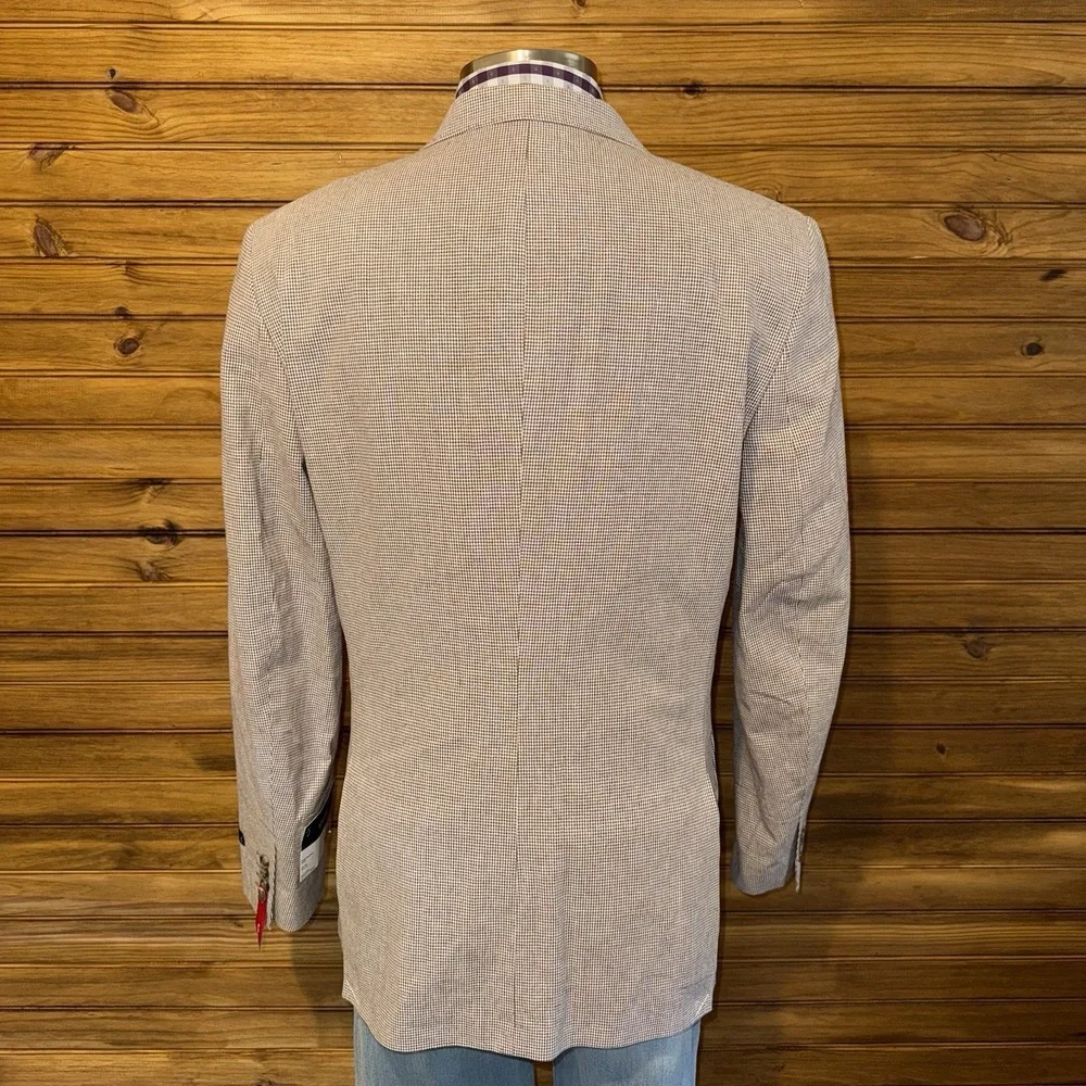 STAFFORD Mens Blazer Sport Coat Casual Jacket Size 46L Linen Cotton Suit NEW